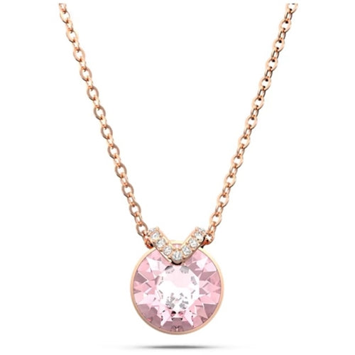 Swarovski Bella V pendant, Round cut, Pink, Rose gold-tone plated
