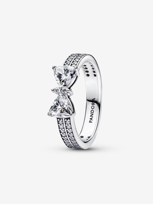 Sparkling Bow Double-row Ring