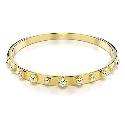 Numina bangle Mixed round cuts, White, Gold-tone plated