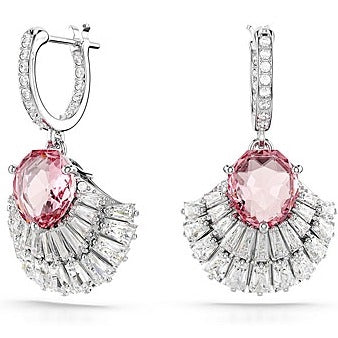 Swarovski Idyllia drop earrings, Shell, Pink, Rhodium plated