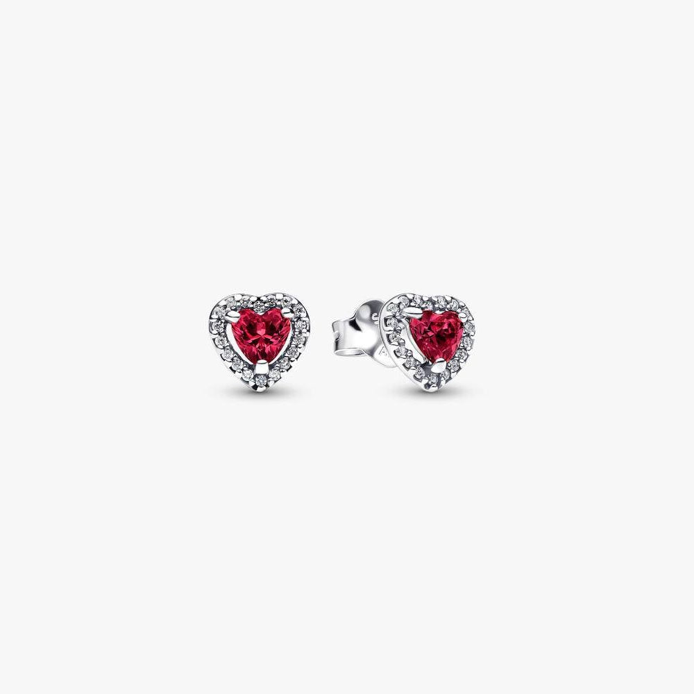 Elevated Red Heart Stud Earrings