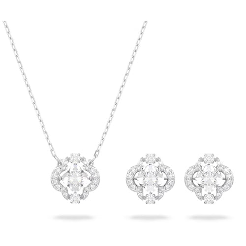 Swarovski Sparkling Dance Flower Set, White, Rhodium Plated