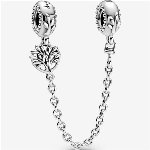 Family tree sterling silver safety chain
