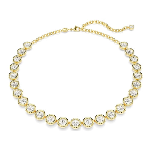 Imber necklace Round cut, White, Gold-tone plated