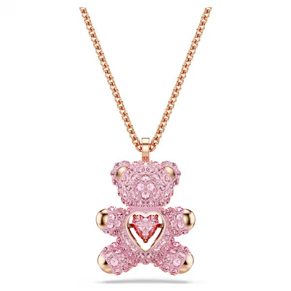 Teddy pendant, Bear, Pink, Rose gold-tone plated