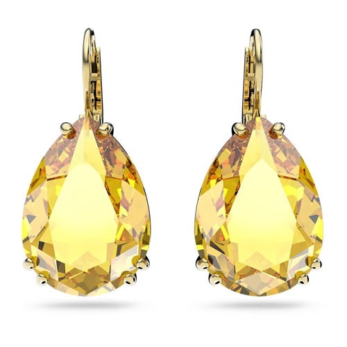 Swarovski Millenia drop earrings Pear cut, Yellow, Gold-tone plated