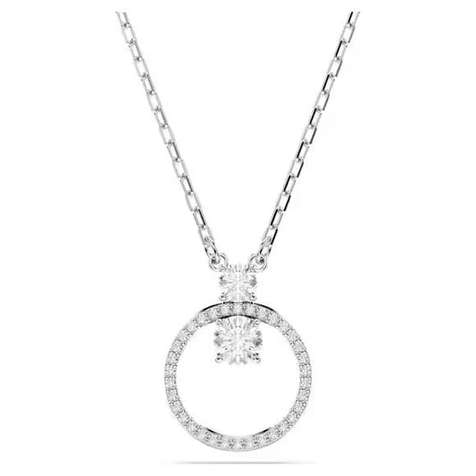 Una Angelic drop earrings, Round cut, Pave, White, Rhodium plated