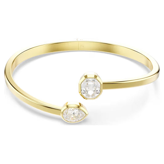 Imber bangle, Mixed cuts, White, Gold-tone plated
