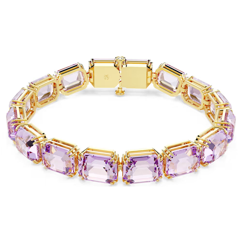 Millenia bracelet, Octagon cut, Purple, Gold-tone plated