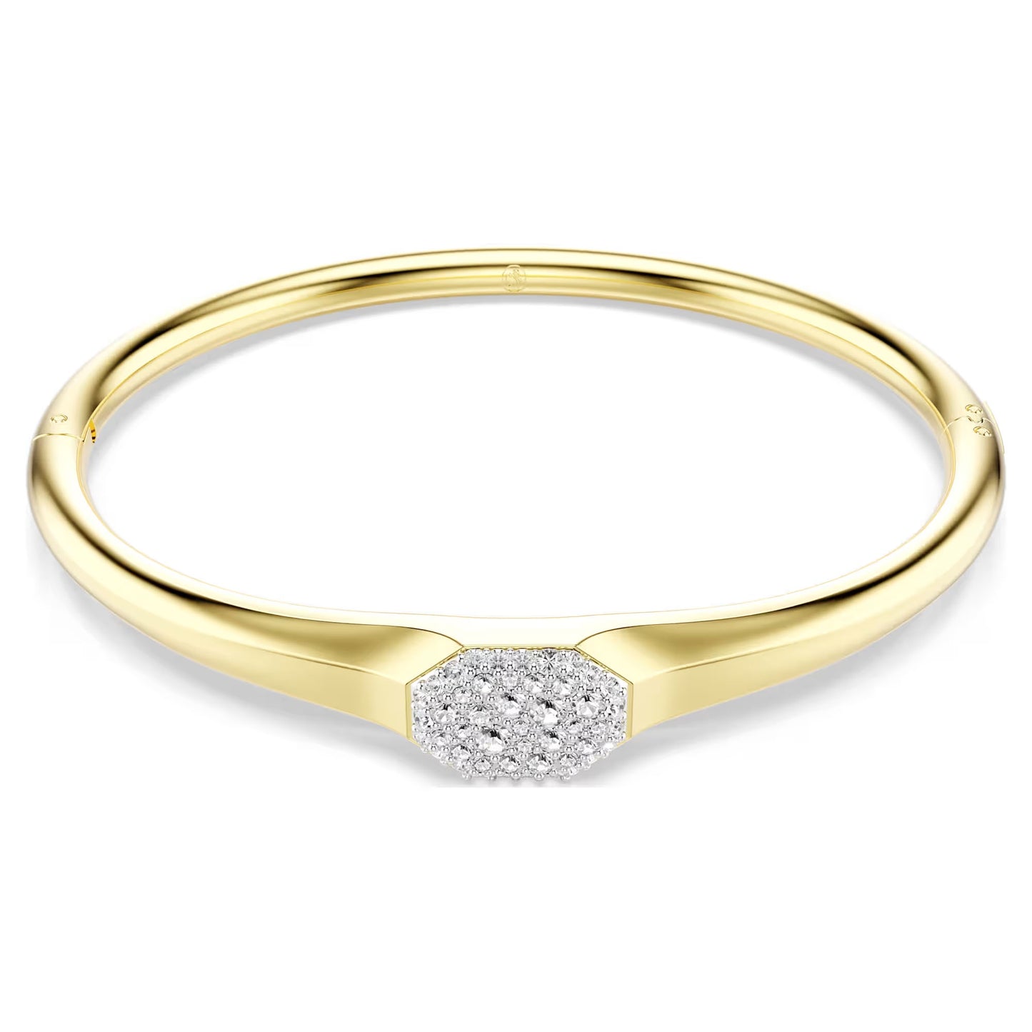 Dextera bangle, Round cut, White, 18k gold finish