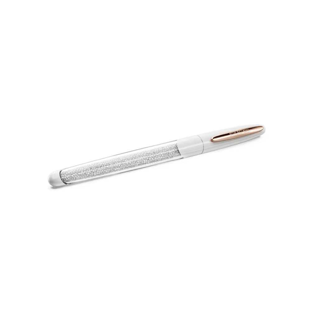 Crystalline Nova rollerball pen, White, Rose gold-tone plated