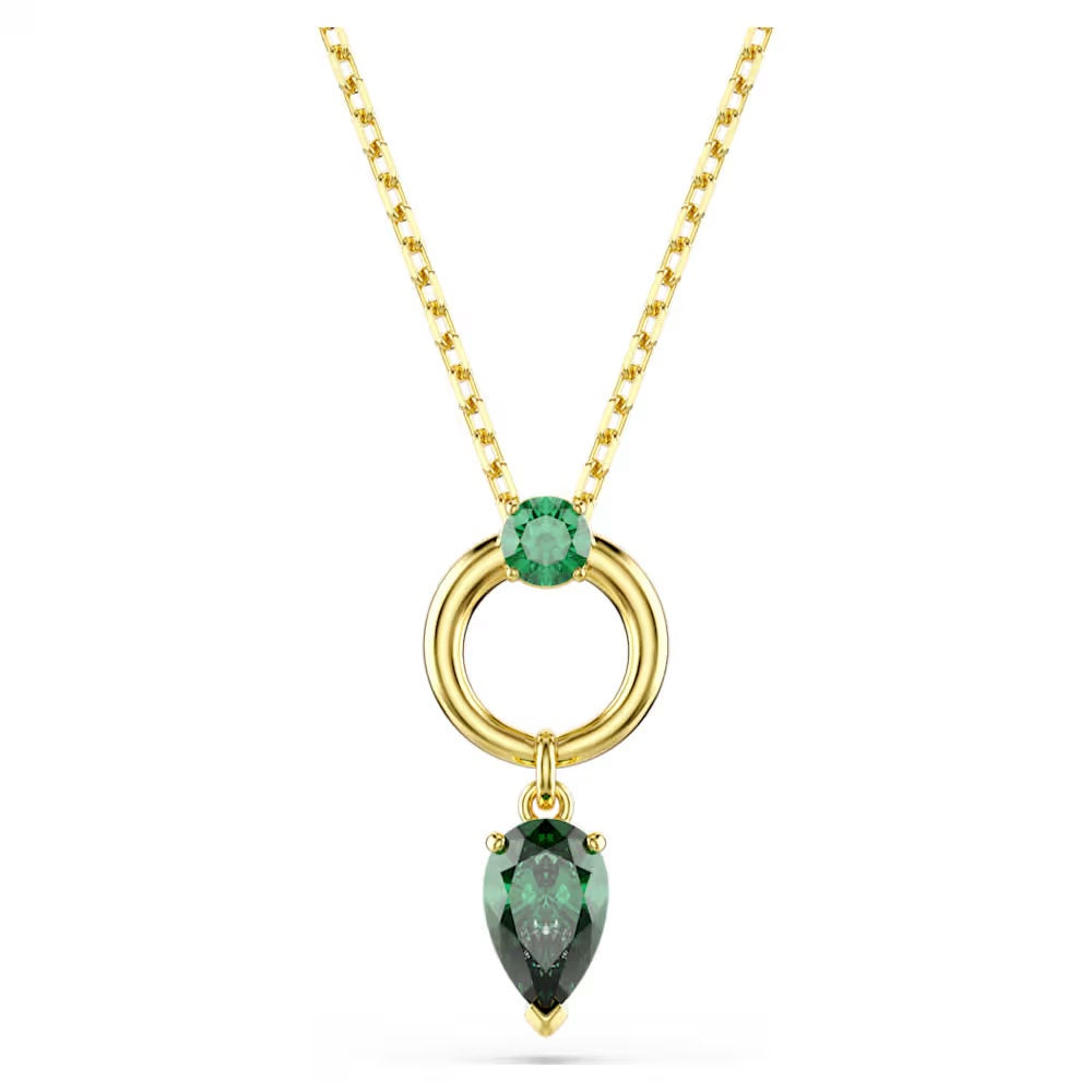 Mesmera pendant, Mixed cuts, Green, 18k gold finish