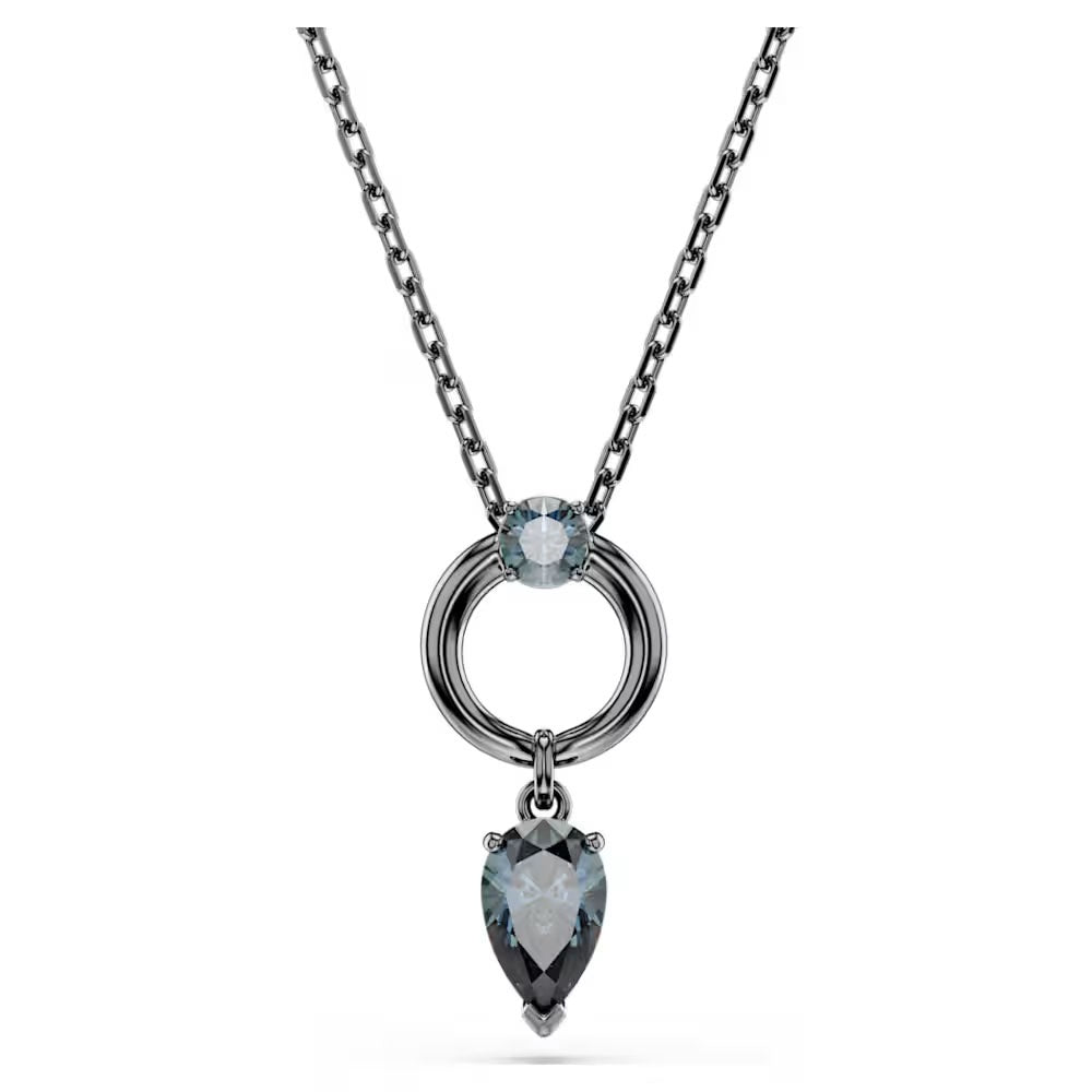 Mesmera pendant, Mixed cuts, Grey, Ruthenium plated