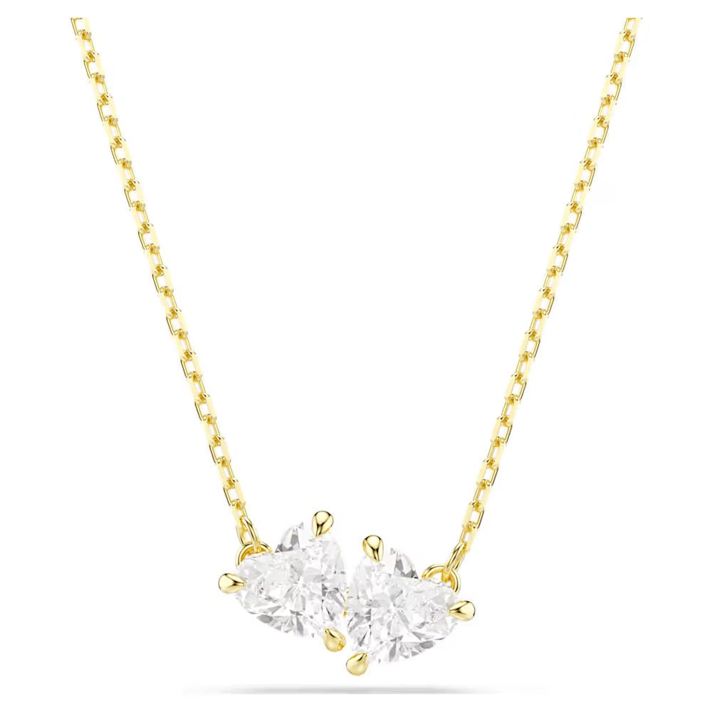 Mesmera necklace, Heart, White, 18k gold finish