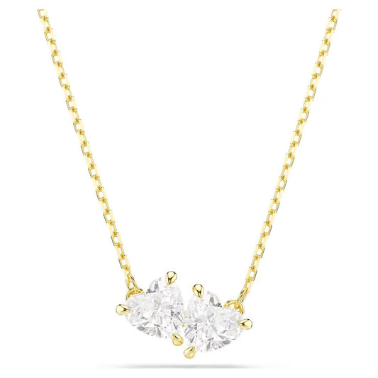 Mesmera necklace, Heart, White, 18k gold finish