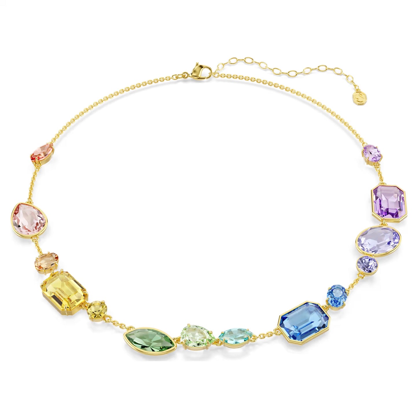 Gema necklace, Mixed cuts, Multicoloured, 18k gold finish