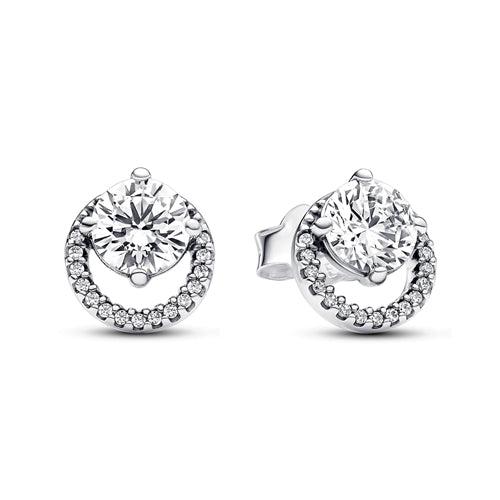 Sparkling Round Halo Stud Earrings