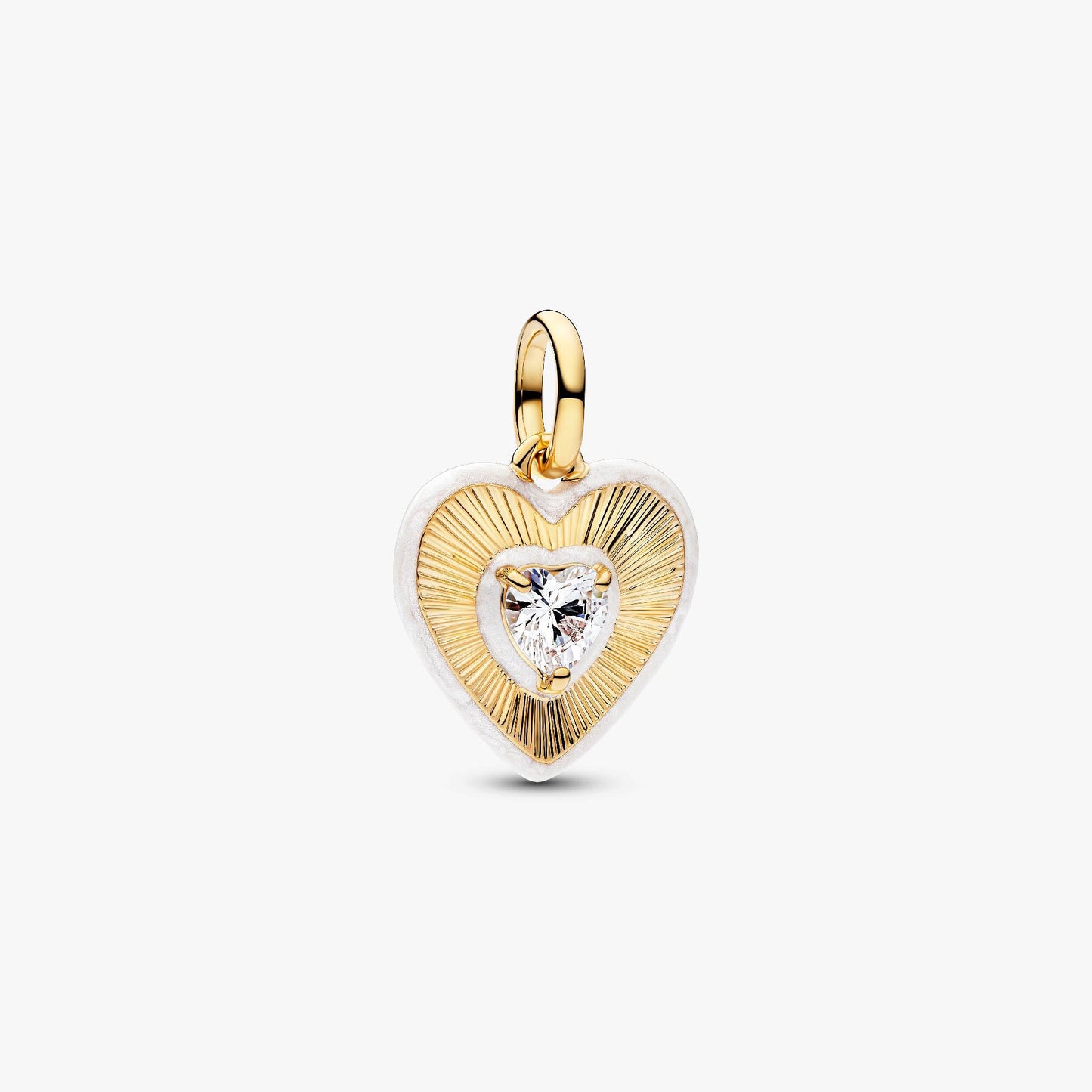 Radiating White Heart Medallion Charm