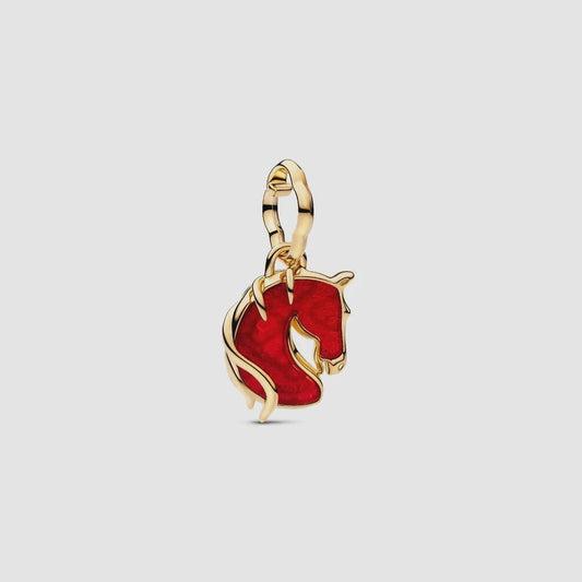 Red Fire Horse Murano Glass Dangle Charm