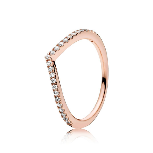 Rose Sparkling Wishbone Ring