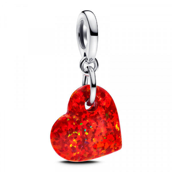 Opalescent Red Heart Dangle Charm