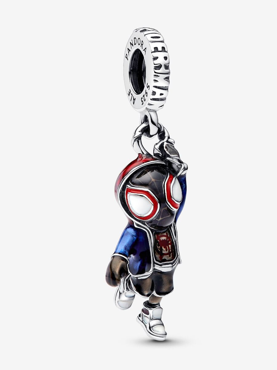 Marvel Spider-Man Miles Morales sterling silver dangle with red