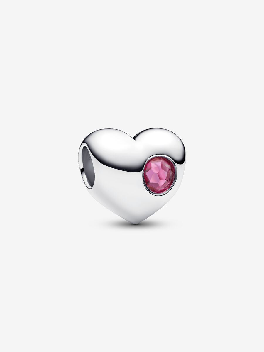 Engravable Pink Stone Heart Charm