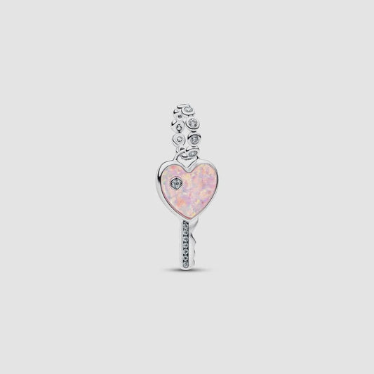 Opalescent Heart Key Dangle Charm