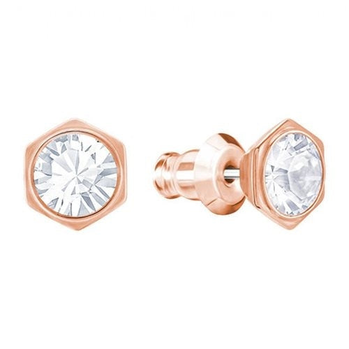 Swarovski Rose Gold Tone Hexagonal Stud Earrings