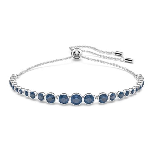 Swarovski Emily bracelet Mixed round cuts, Blue, Rhodium plated
