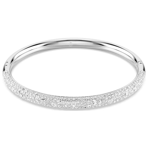 Meteora bangle Snow pav??, White, Rhodium plated