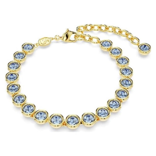 Imber bracelet Round cut, Blue, Gold-tone plated