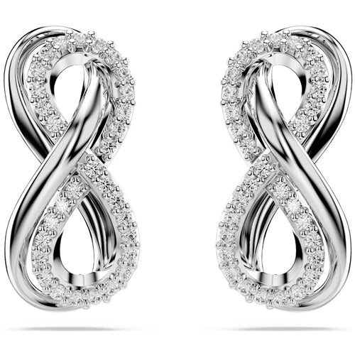 Hyperbola stud earrings Infinity, White, Rhodium plated