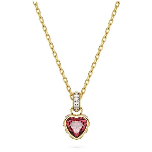 Swarovski Stilla pendant ,Heart, Red, Gold-tone plated