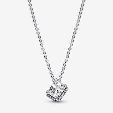 Rectangular Sparkling Halo Collier Necklace