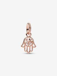 Protective Hamsa Hand Rose Dangle Charm