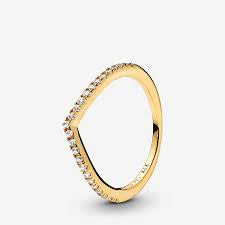 Sparkling Gold Wishbone Ring