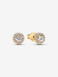 Round Pave Halo Stud Earrings