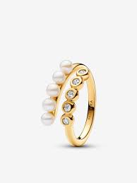 Treated Freshwater Cultured Pearls & Stones Open Ring