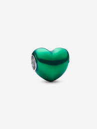 Metallic Green Heart Charm
