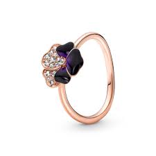 Deep Purple Pansy Flower Ring