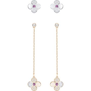 Swarovski Glowing Clover Set, Multi-coloured, Mixed plating