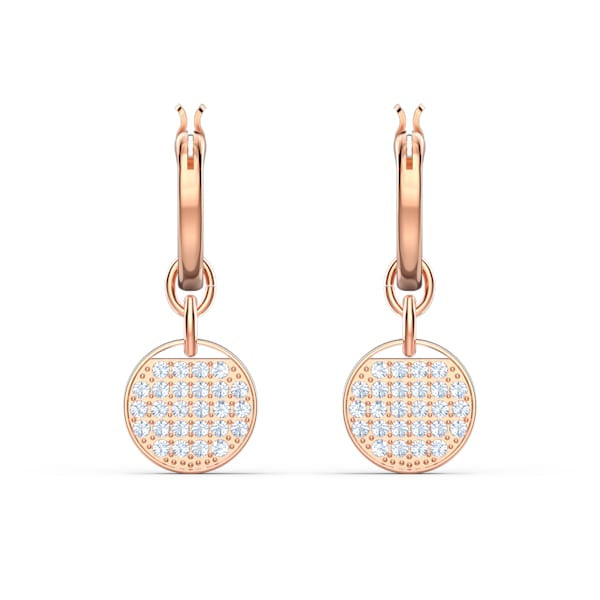 Swarovski Ginger Hoop Earrings, White, Rose Gold Tone Plated
