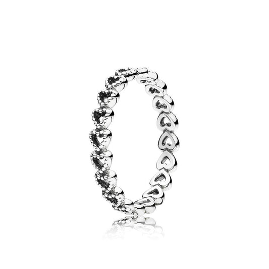 Openwork heart silver ring