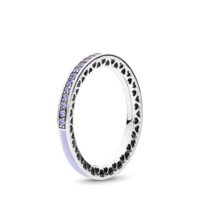 Purple Radiant Hearts of PANDORA Ring