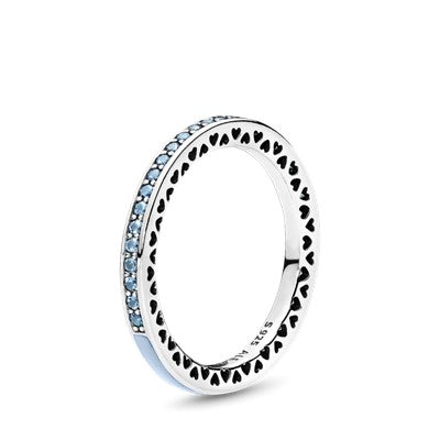 Light Blue Radiant Blue Hearts of PANDORA Ring