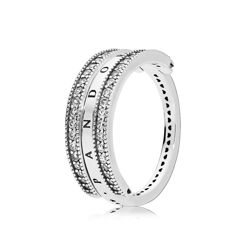 Pandora Logo & Hearts Ring