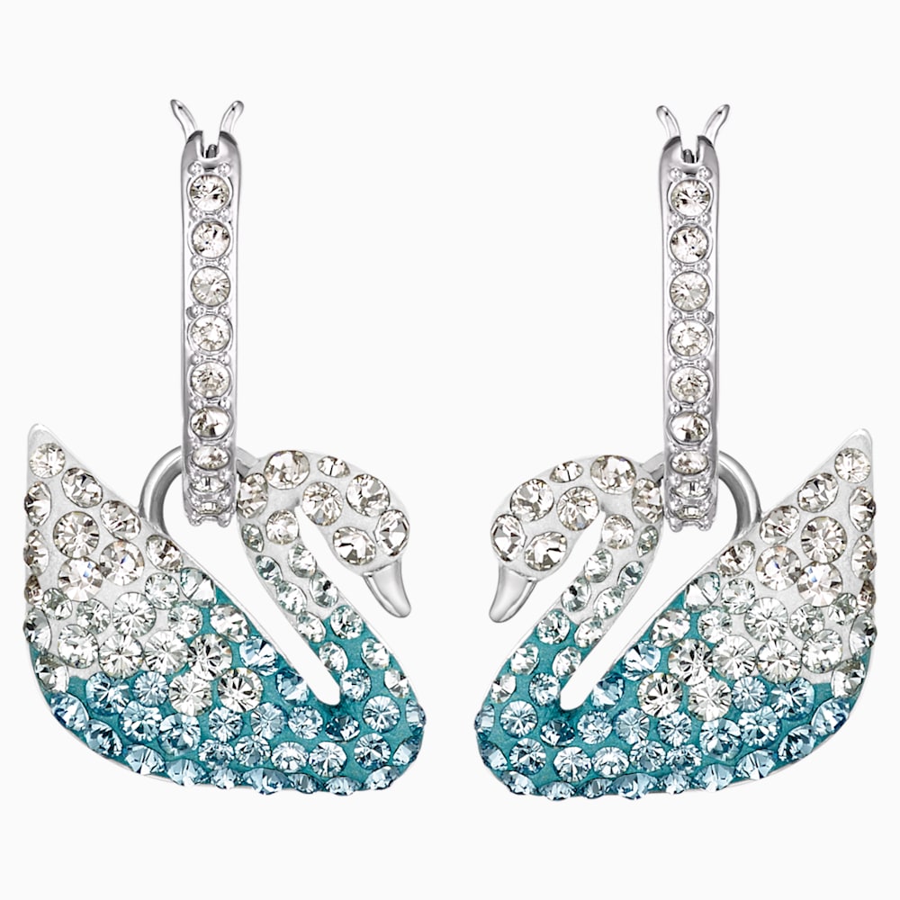 Swarovski Iconic Swan Pierced Earring, Multi Coloured, Rhodium Plated