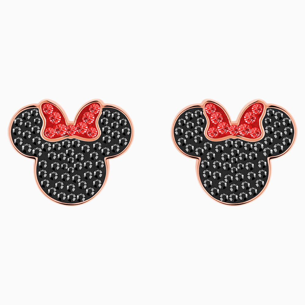 Swarovski Mickey & Minnie Pierced Earring, Black, Rose Gold Tone Plated (2)