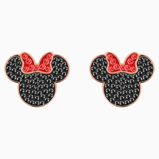 Swarovski Mickey & Minnie Pierced Earring, Black, Rose Gold Tone Plated (2)